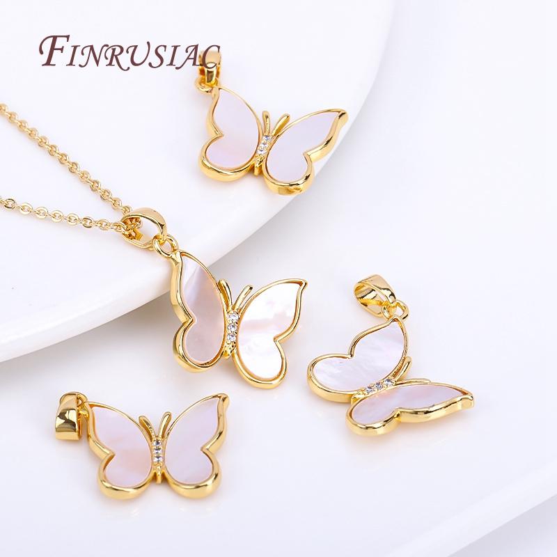 Trendy Inlaid Zircon Butterfly Charms Pendants For Jewellery Making Supplies,Natural Shell Pendants Accessories DIY Jewelry