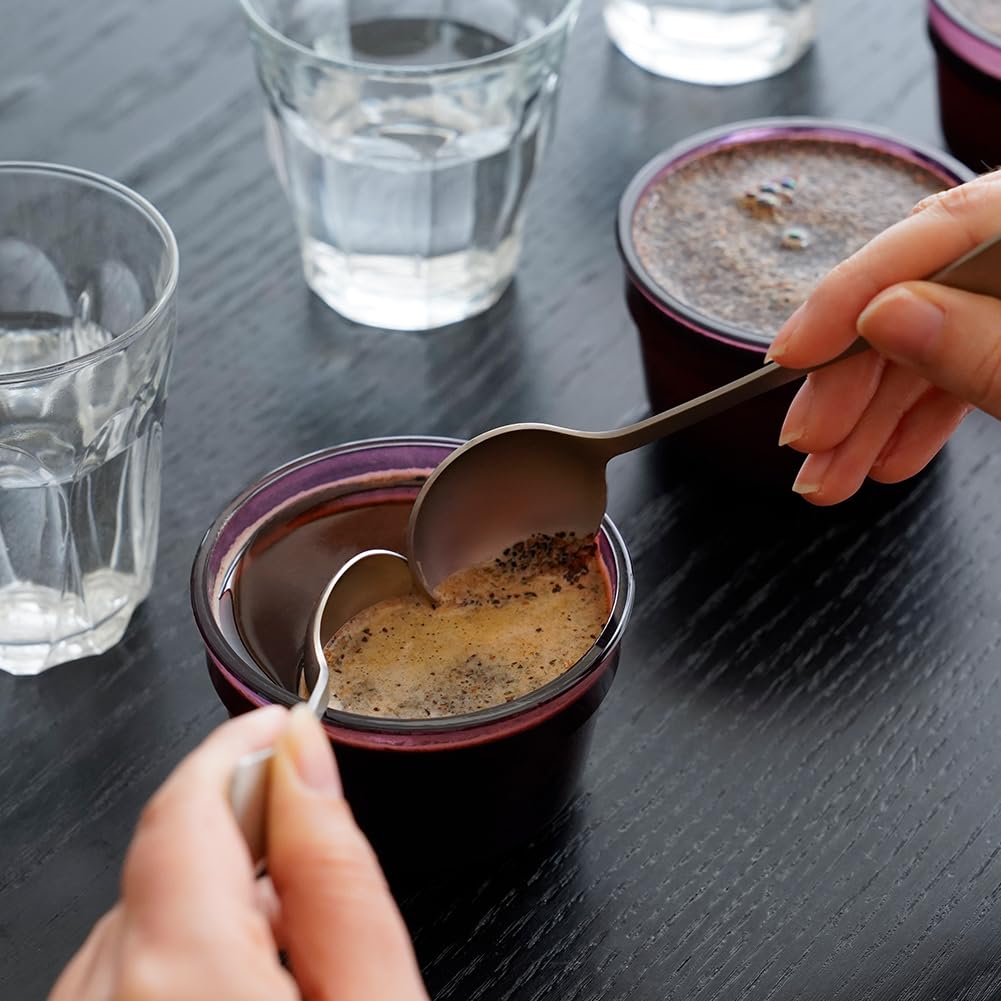 Watchget Profesjonell kaffesmakingsskje - 6,18 tommer Titan Rund Måleskje for Espresso, Spesialkaffe og Baristabruk