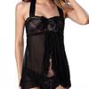Multi-color Halter Neck Sheer Mesh Plus Size Lingerie Nightgown