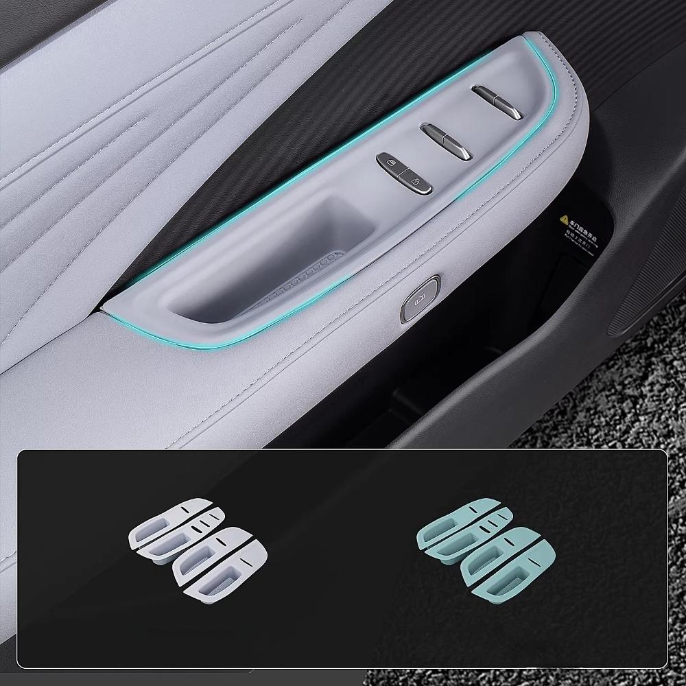 For Nissan N7 Primera Car Door Handle Silicone Mat Window Lifter Panel Switch Button Protective Pad Interior Accessories