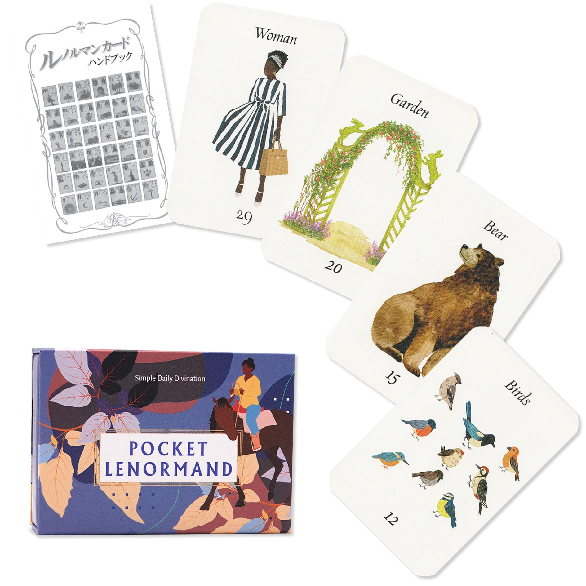 Pocket Lenormand: Simple Daily Divination - Includes instructions on how to use Lenormand cards in Japanese. FLATLAND Authentic Product.