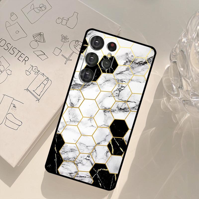 Marble Geometric Phone Case For Samsung Galaxy S25 S26 Ultra S20 S21 S22 S23 S24 Plus S10 S25 FE Back Cover