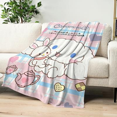 Cute Cartoon C-Cinnamoroll Dog Blanket Plush Nap Sofa Rug for Living Room Warm Office Bedroom Birthday Home Travel Kid Gifts