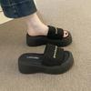 Thick-bottomed cool slippers for women's summer wear 2025 new muffin bottom women's one-word cool slippers
