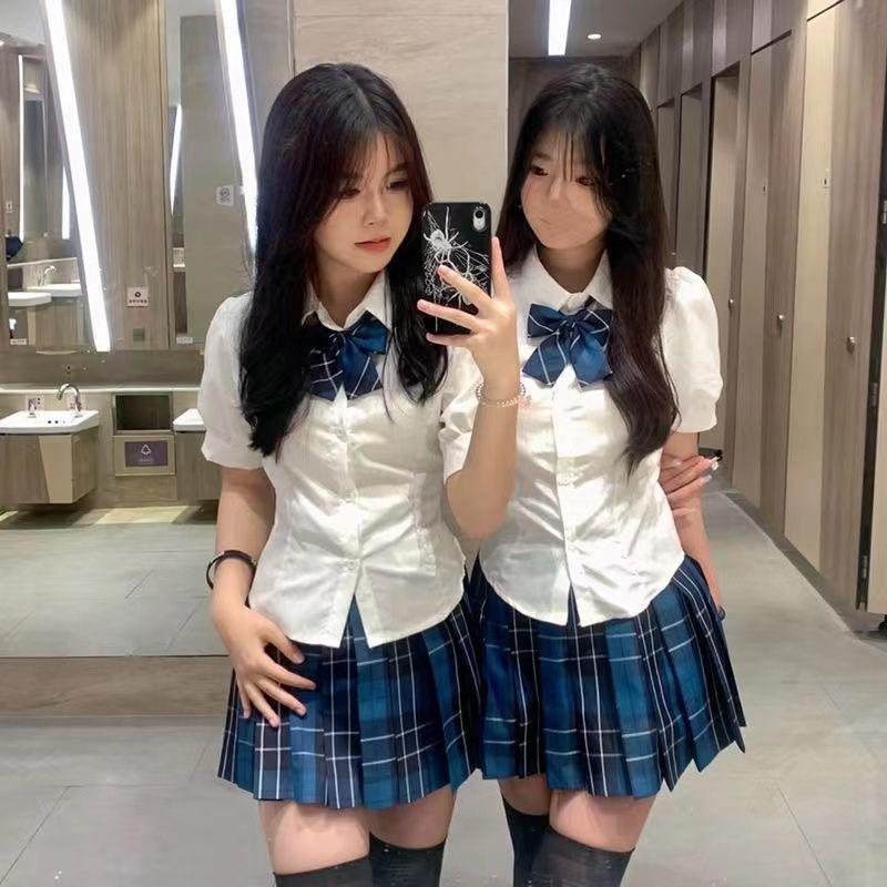 

Sweet & Spicy Japanese JK Style Women s Summer Tie-Waist Bubble Sleeve Shirt Small
