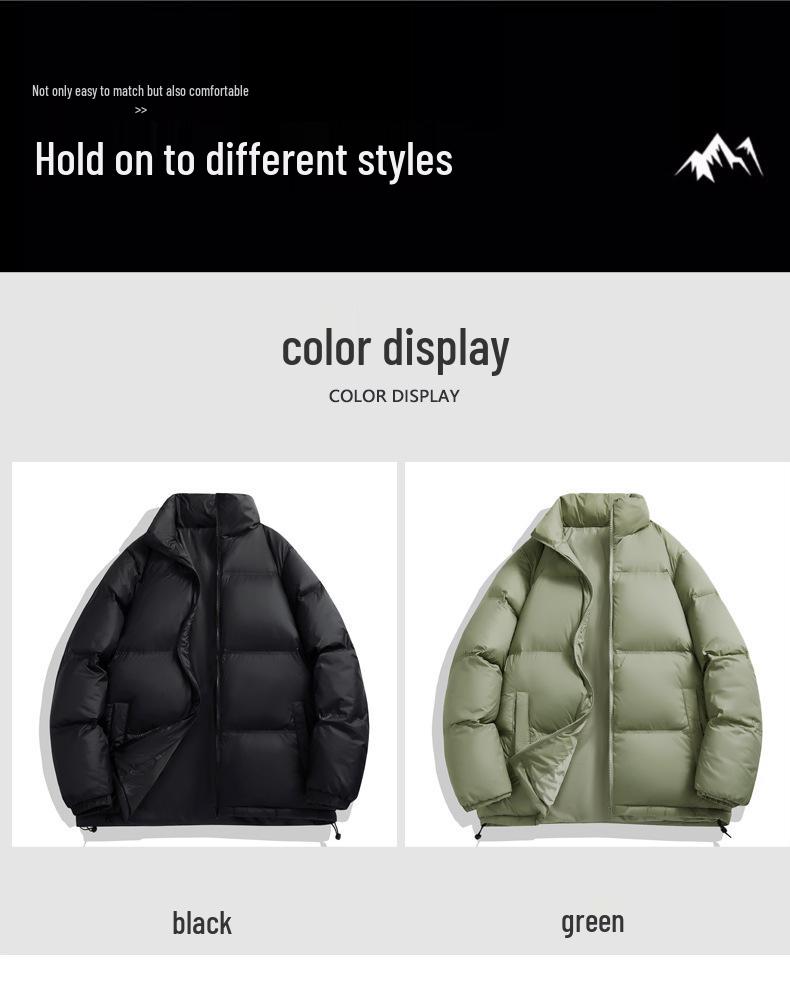 Men's Winter Stand Collar Lightweight Down Jacket - 50% White Duck Down, Japanese Trendy Style