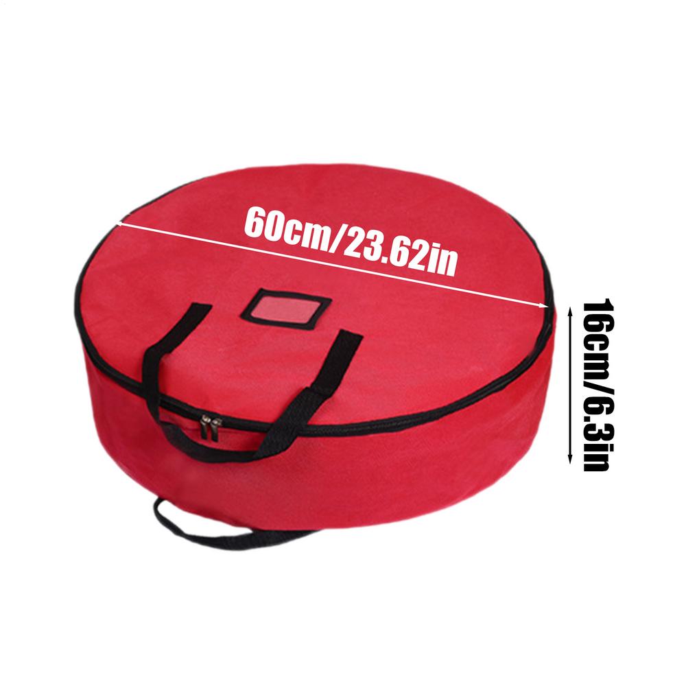 Christmas Wreath Zipper Bag With Reinforced Thicken Non-woven Artificial Wreath Storage Container For Wreath Ring