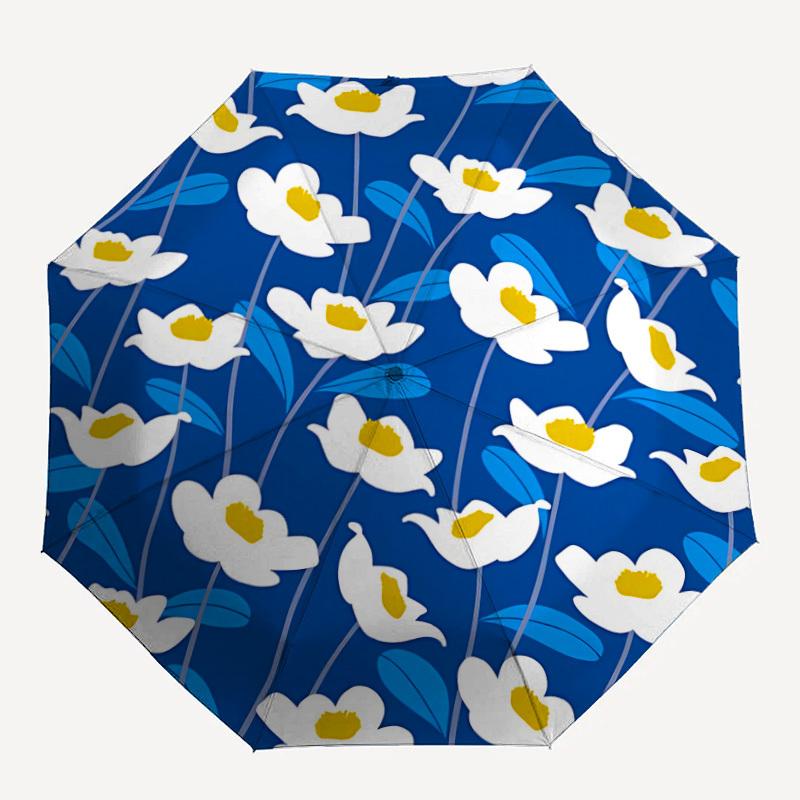 

1pc Floral Pattern Automatic Umbrella - 8-Rib Portable Folding Black Iron Frame for Outdoor, Beach, Travel, Beach Umbrella074