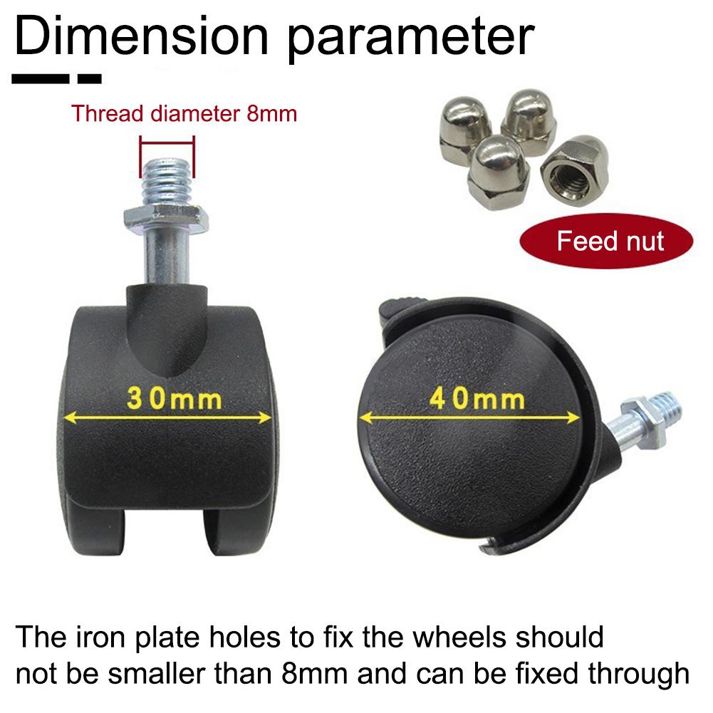 4PCS Casters Heater Wheels Electric Oil Heater Threaded Stem Rotatable Caster Furniture Swivel Caster Platform Trolley Accessory