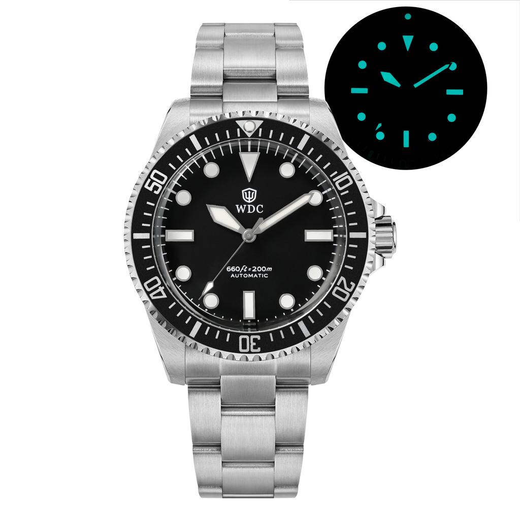 Watchdives WD5513B Automatic Watch PT5000 200M Diver Top Hat Bubble Sapphire 316L Steel Luminous Aluminum alloy bezel Men Watch