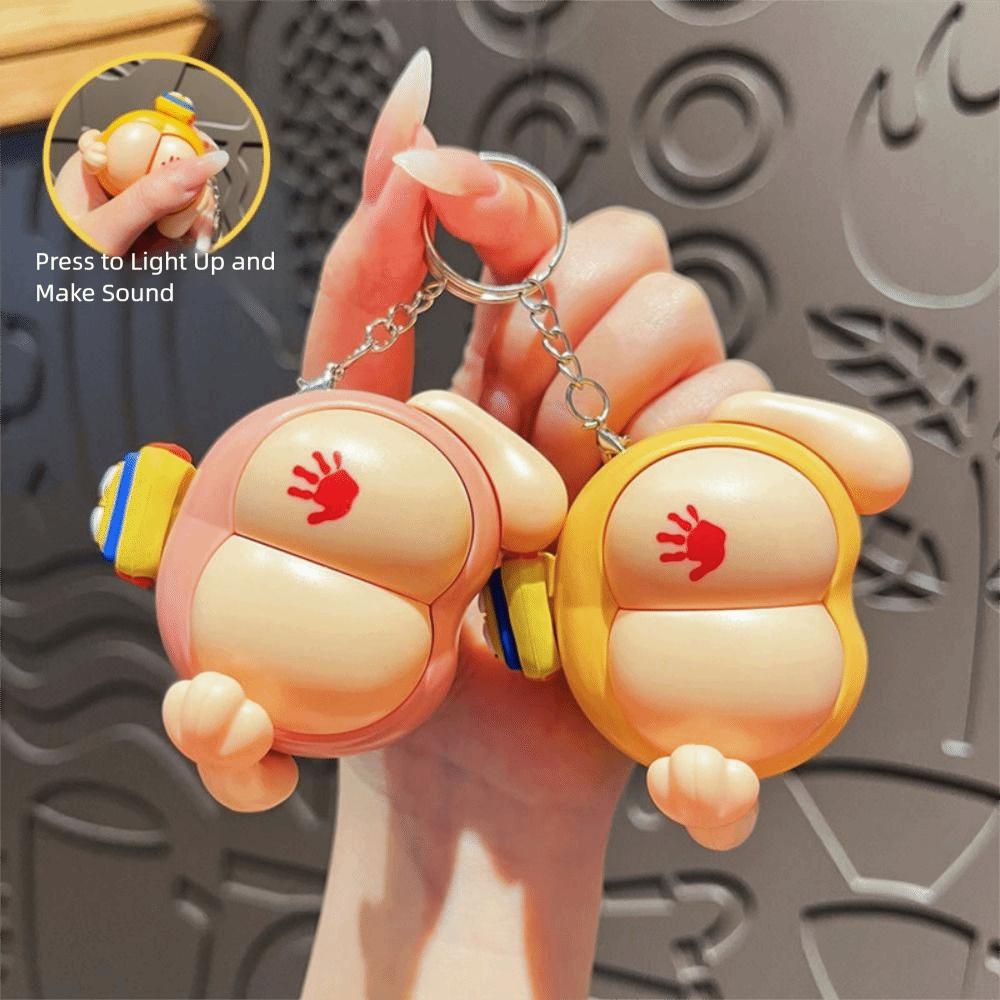 Emit Light Vocal Buttocks Toy Cartoon Fidget Keychain Toys Funny Spanking Keychain  Backpack Decor