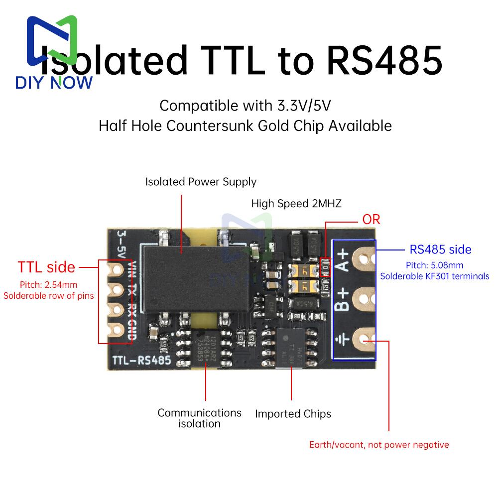 Isolation TTL to RS485 level module DC 3.3V/5V serial port automatic switching communication rate up to 2Mbps onboard TVS tube