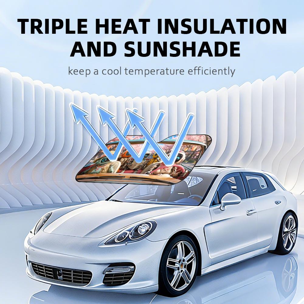 Funny Robot Driving Sun Visor Car Windshield Sun Shade UV Protection Heat Insulation Cover Universal  Sun Protector
