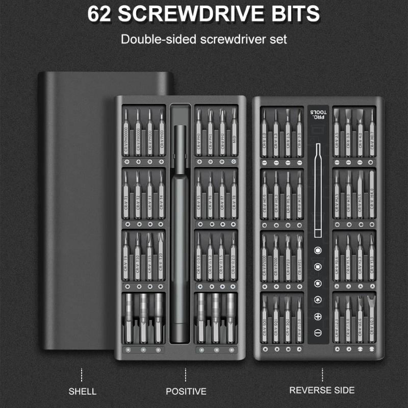 

Набор прецизионных отверток 63 в 1, многофункциональный инструмент для ремонта телефонов, ноутбуков, промышленного класса чёрный