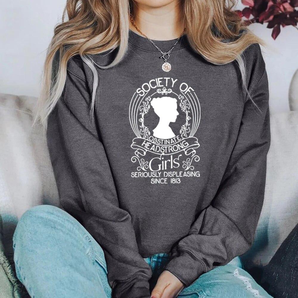 Mikina Jane Austen Společnost zatvrzelých svéhlavých dívek Mikina Pýcha a předsudek Svetr Vintage Mikiny Jane Austen Unisex Mikina s kapucí