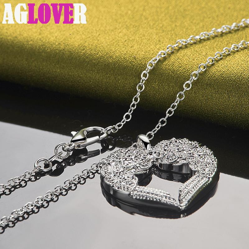 925 Sterling Silver Heart Love Pendant Necklace Jewelry