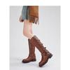 Leather retro but knee boots women's autumn 2025 new leather buckle western cowboy boots metal knight boots