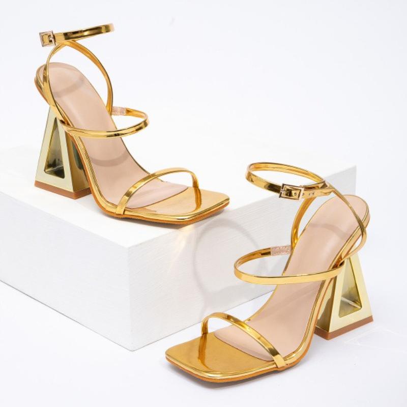 

Gold Narrow Band High Heel Sandals Women Fashion Ankle Buckle Strange Style Designer Shoes Sexy Banquet Dress Shoe Zapatos Mujer 42 золотий