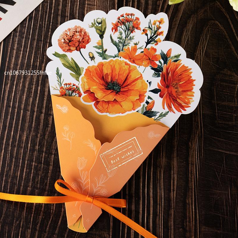 1PCS Carnation Creative Floral Postcard - Exquisite Greeting Card for Birthday Teacher Day Gifts Beautiful Thanks Flowers