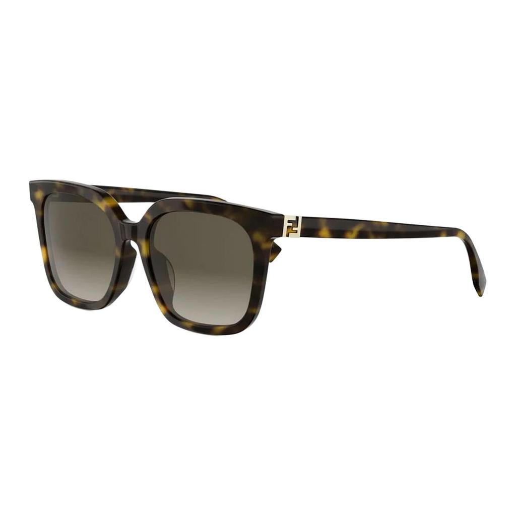 Fendi Logo Acetat Quadratische Sonnenbrille Damen Sonnenbrille Havanna FE40207F52F