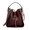 Senior Luxury Women's Single Shoulder Crossbody Bag Leather Lychee Rivet Fashion Senior Leisure Hot Bucket Bag Handbag
