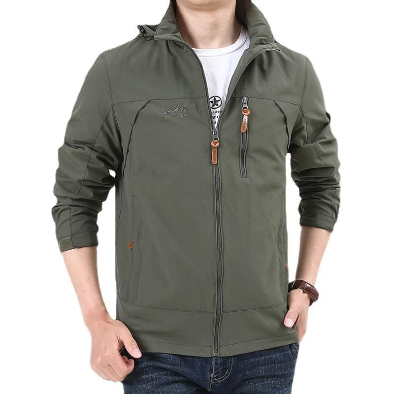 Autumn New Hooded Men's Sports Jacket Outdoor Large Size Loose Mountaineering Jacket
