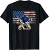Retro Hockey Goal Key American Flag Power Gift Men's and Women's T-Shirt Fashion Casual Breathable Top