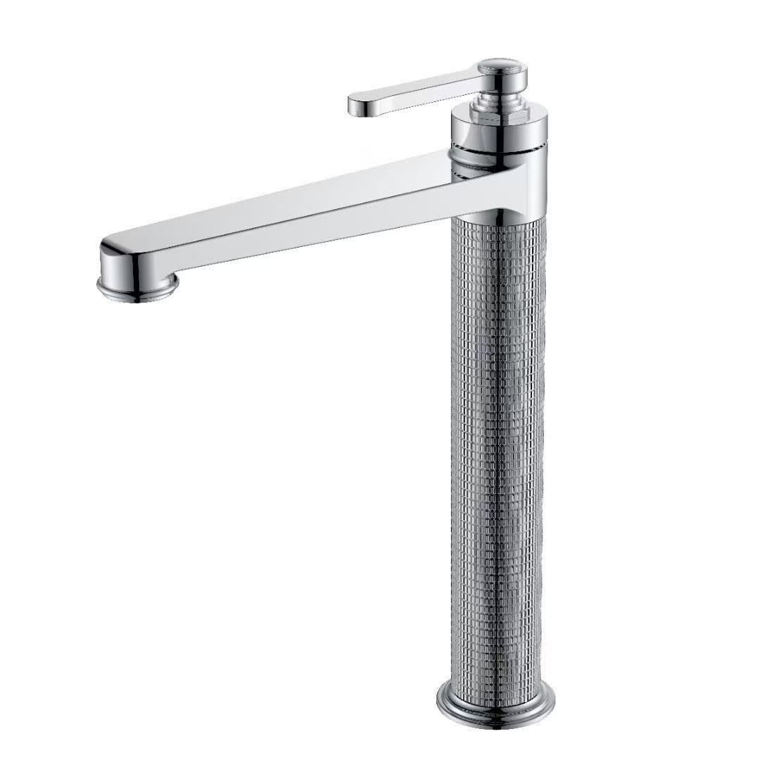 Modern Single-Hole Single Handle Chrome Brass Bathroom Faucet with Ceramic Valve Core (as the picture,Brass)