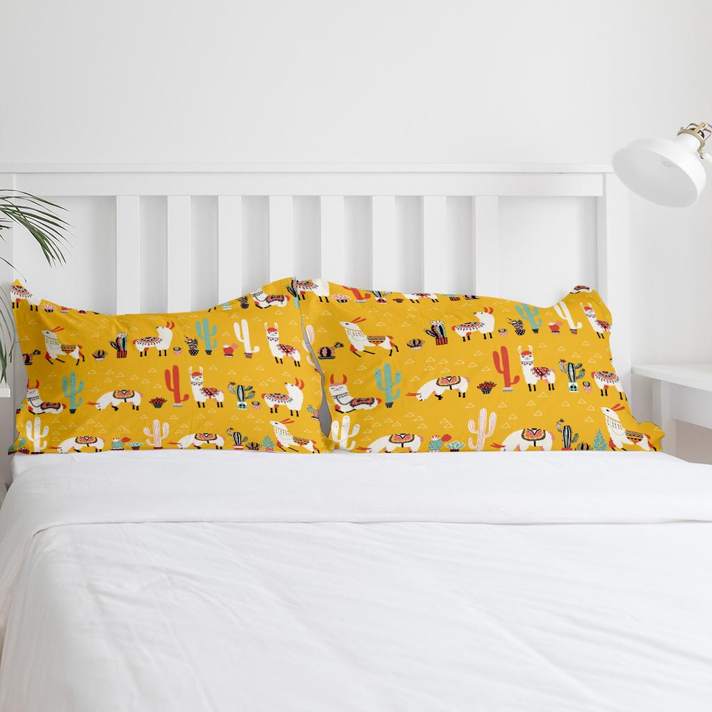 Cartoon Cactus Lama Alpaca Mexico Kawaii Bedding Set 3pcs Duvet Cover Pillowcase Quilt Cover Double Bed Set Home Textile