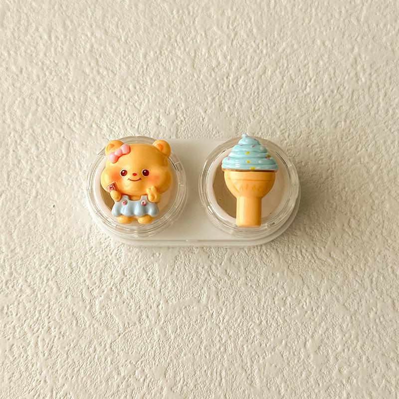 1pc Mini Contact Lens Case for Eyes Travel Kit Holder Cartoon Cute Cosmetic Contact Lenses Case Box Container Travel Accessaries