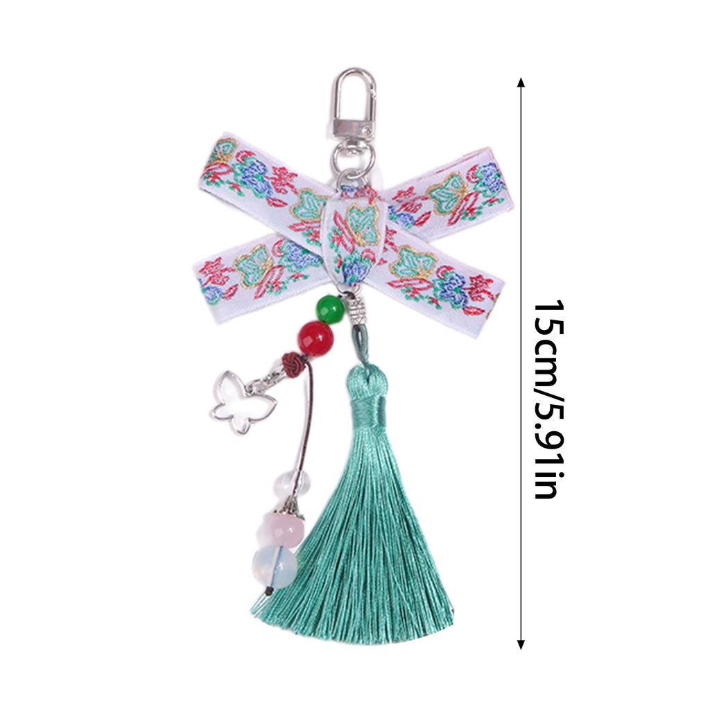 Chinese Style Bowknot Keychain Pendant with Tassels Unique Bows Beaded Keyring Women Bag Accessory for Fashion Lovers