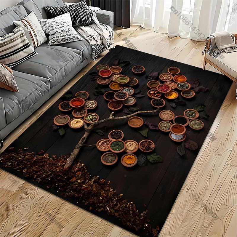 Kitchen Seasoning Pictures Printed Area Rug,Carpet for Home LivingRoom Bedroom Sofa Doormat Kitchen Decor,Non-slip Floor Mat