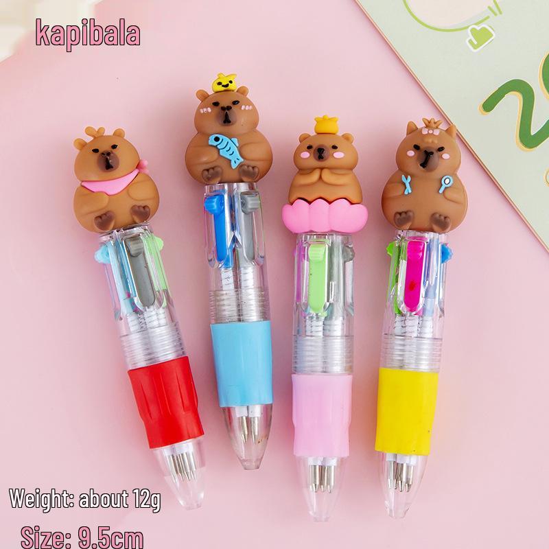 Cartoon Multi-Color Ballpoint Pen - Cute 4-Color Portable Pen for Student Journaling and Gifts