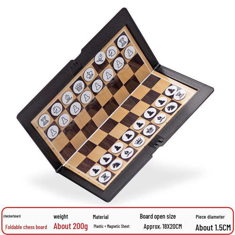 Pioneer Foldable Leather Wallet-Style Portable Magnetic Chess Board