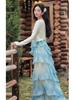 Women's Summer Ruffle Lace Patchwork Strappy Skirt Set