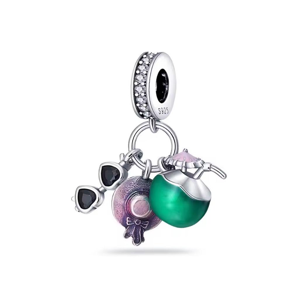 925 Silver New Cute Lovely Octopus Panda Ship Car Beer Slippers Bead Pendant Charm Fit Original Bracelet DIY Jewelry Gift