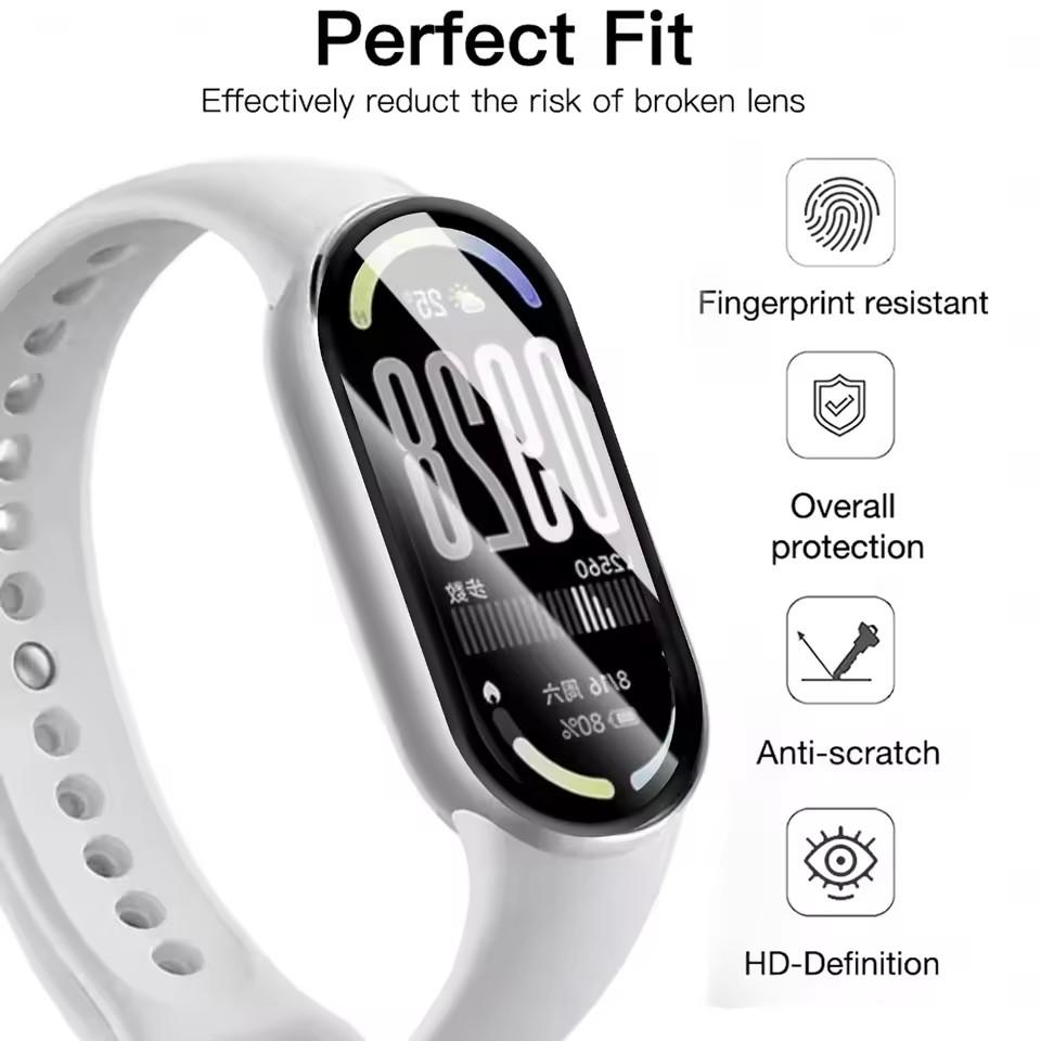 1-5PCS for Xiaomi Miband 10 Screen Protectors 9D Curved Full Coverage Anti-Scratch Protective Films for Mi Band 9 Watch Cover