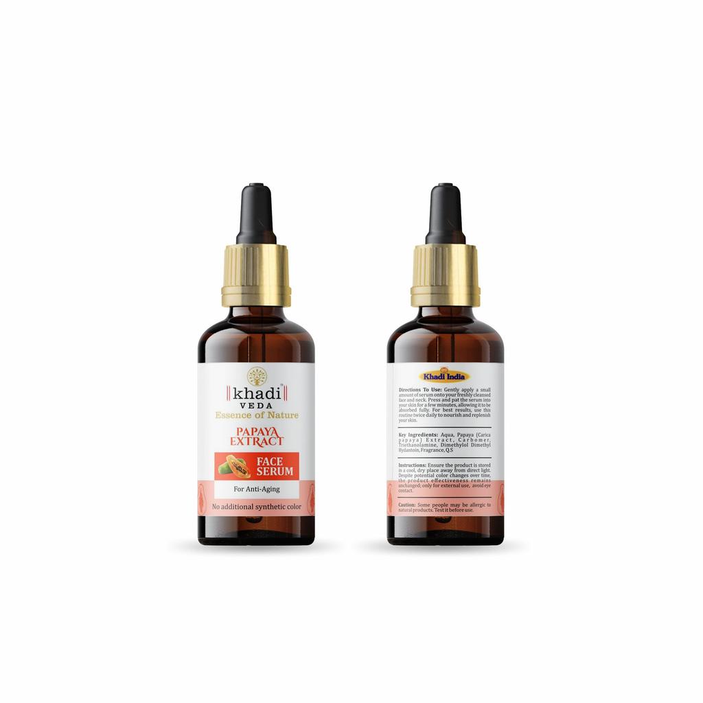 Khadi Veda Anti-Aging Face Serum 50ML with Papaya Extract Helps in Improve Skin Texture Suitable for Unisex