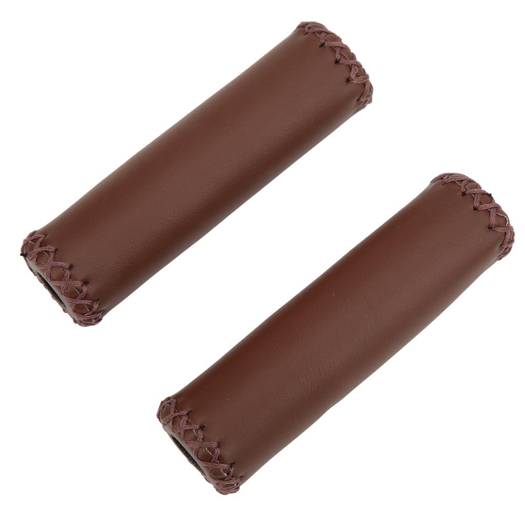 Fahrradlenkergriff Retro PU Leder Fahrradlenkergriffe Universal Verschleißfeste LenkerabdeckungKaffee