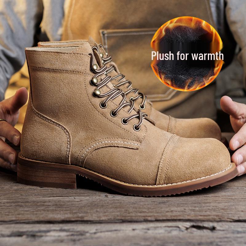 

8111 Замшеві черевики-мартінси в стилі ретро до щиколотки - Чоловічі робочі черевики з натуральної шкіри та черевики десантника (Волов я шкіра 8083) 42