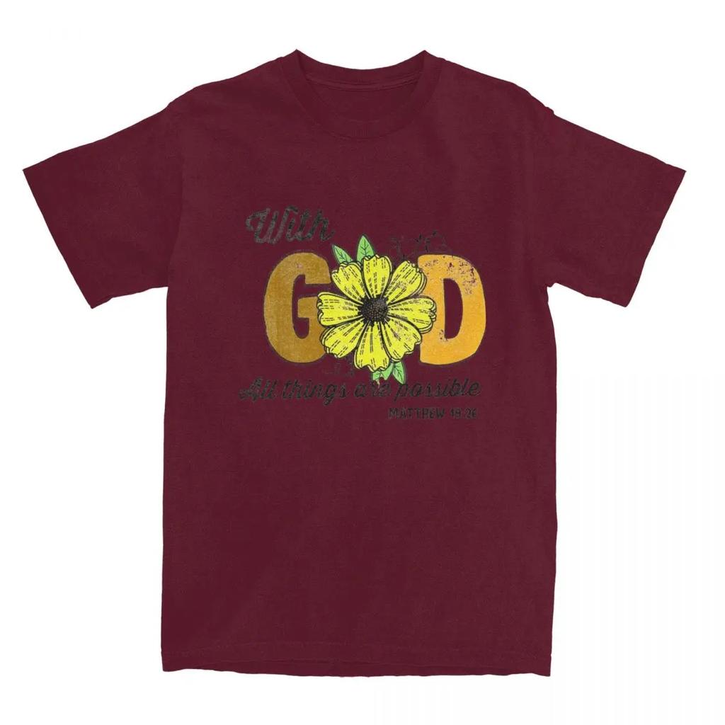 Sunflower Prayer Faith T Shirt With God All Things Are Possible Tee Shirt T-Shirts  Graphic Printed Clothing