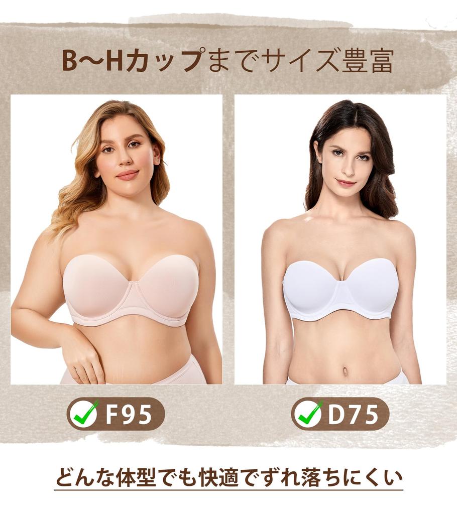 DELIMIRA Strapless Molded Full Plus Strapless I80 Women's Bra, Wired, Cup, Size, Bra, Beige,