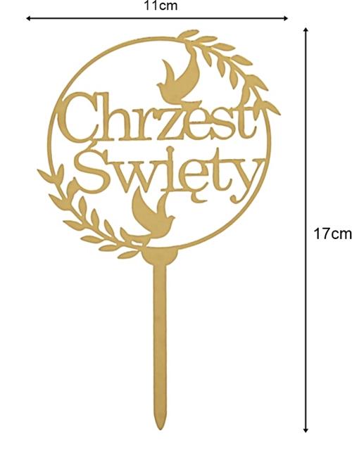 Topper Na Tort Chrzest Święty Akrylowy Złoty Wz1