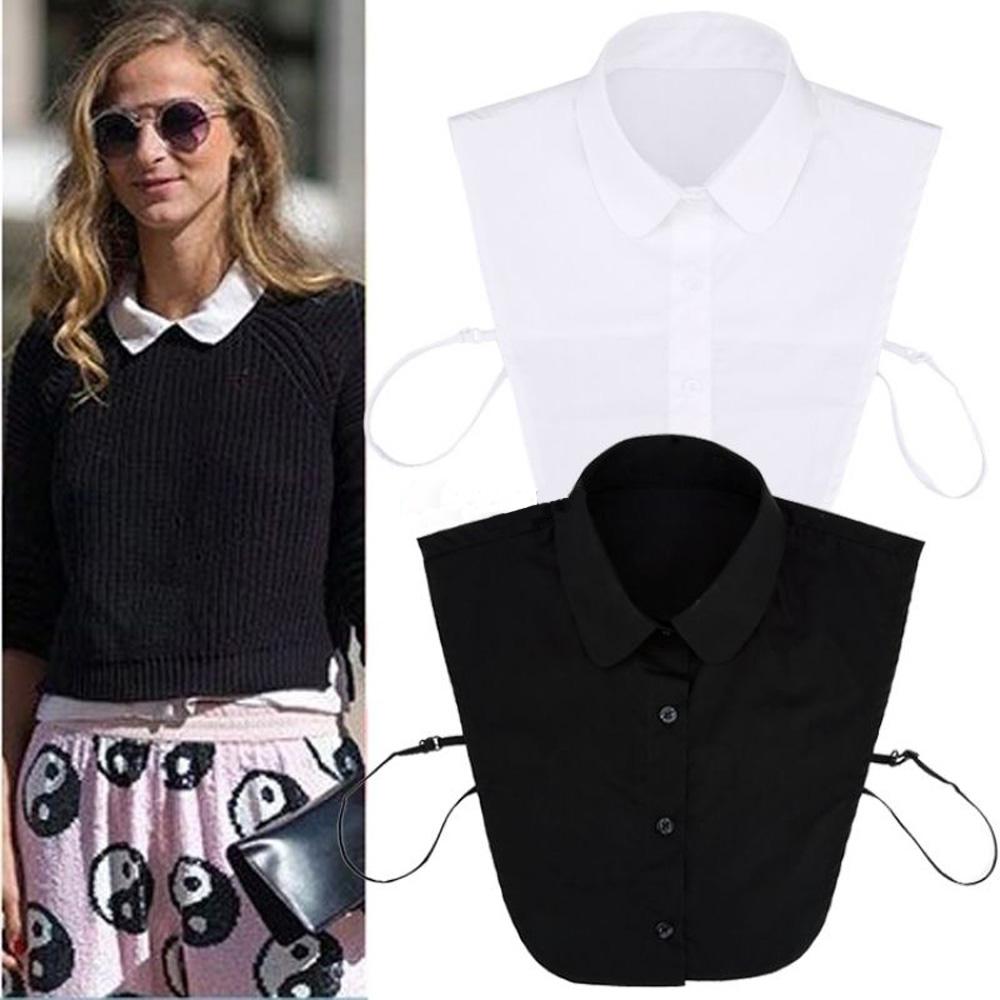 Fashion Solid Shirt Lace False Collar White & Black Blouse Vintage Detachable Collars Women Clothes Accessories Women