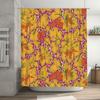 Vibrant Floral Print Shower Curtain For Bathroom Decor Pink Orange Yellow Leaves Pattern Waterproof Fabric Home Decoration Item