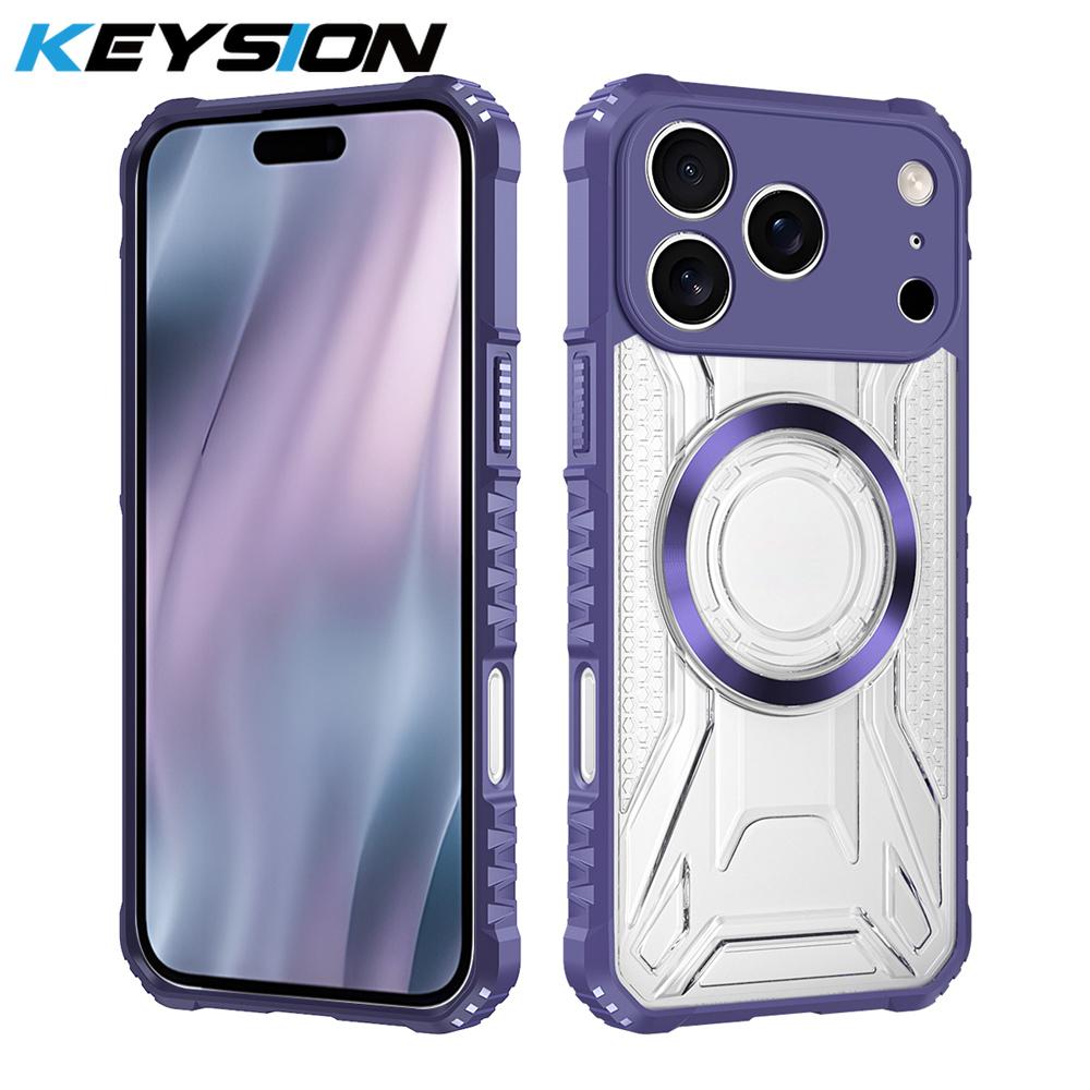 KEYSION Transparent Magnetic Case for iPhone 17 Pro Max Soft Silicone+PC Heavy Duty Shockproof Phone Cover for iPhone 17 17 Air