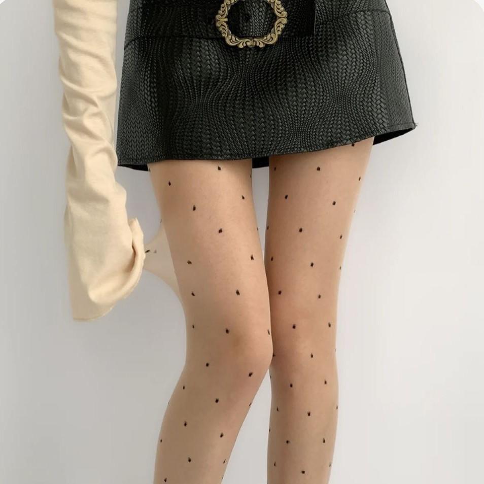 T Polka Dot Crotch Stockings0d Anti-snag Black Pantyhose, Summer Thin Style, Bare-leg Illusion, High-transparency Nude-colored Pantyhose, Plus Size