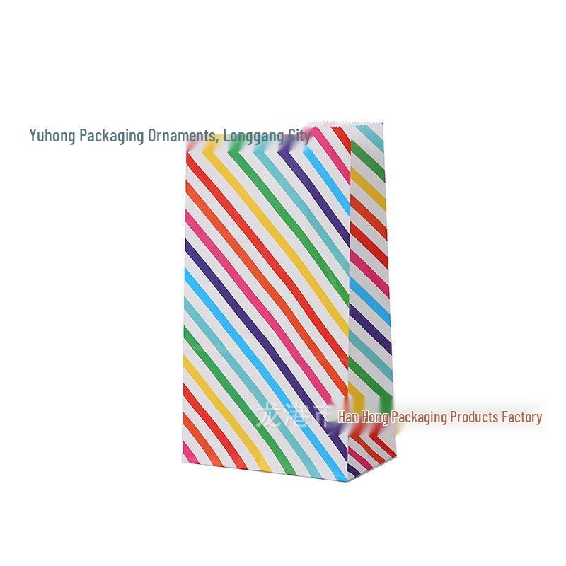 Colorful Minimalist Kraft Paper Bags for Baking Snacks and Children's Gifts
