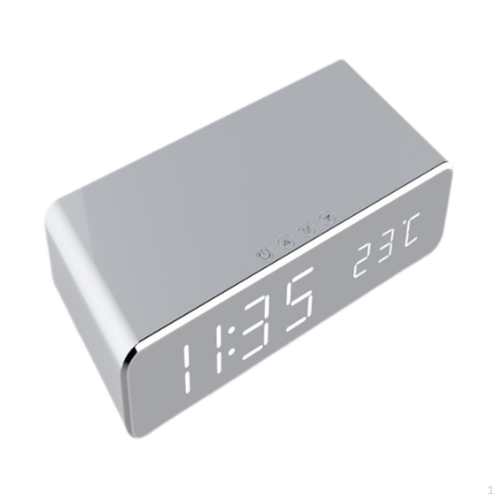

Alarm Clock with Cordless Charger LED Digital for Bedside Office Sliver