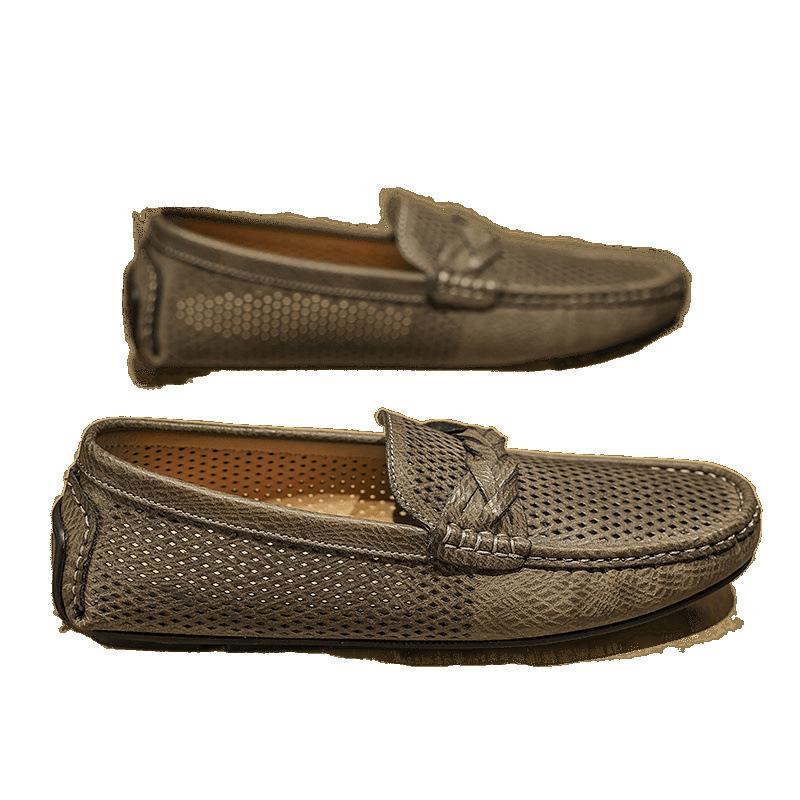 Summer new hollow breathable big net casual leather shoes lazy Doudou shoes